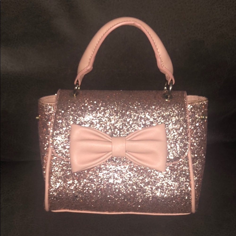 🦄Call It Spring Bow Handbag Rose Gold Glitter